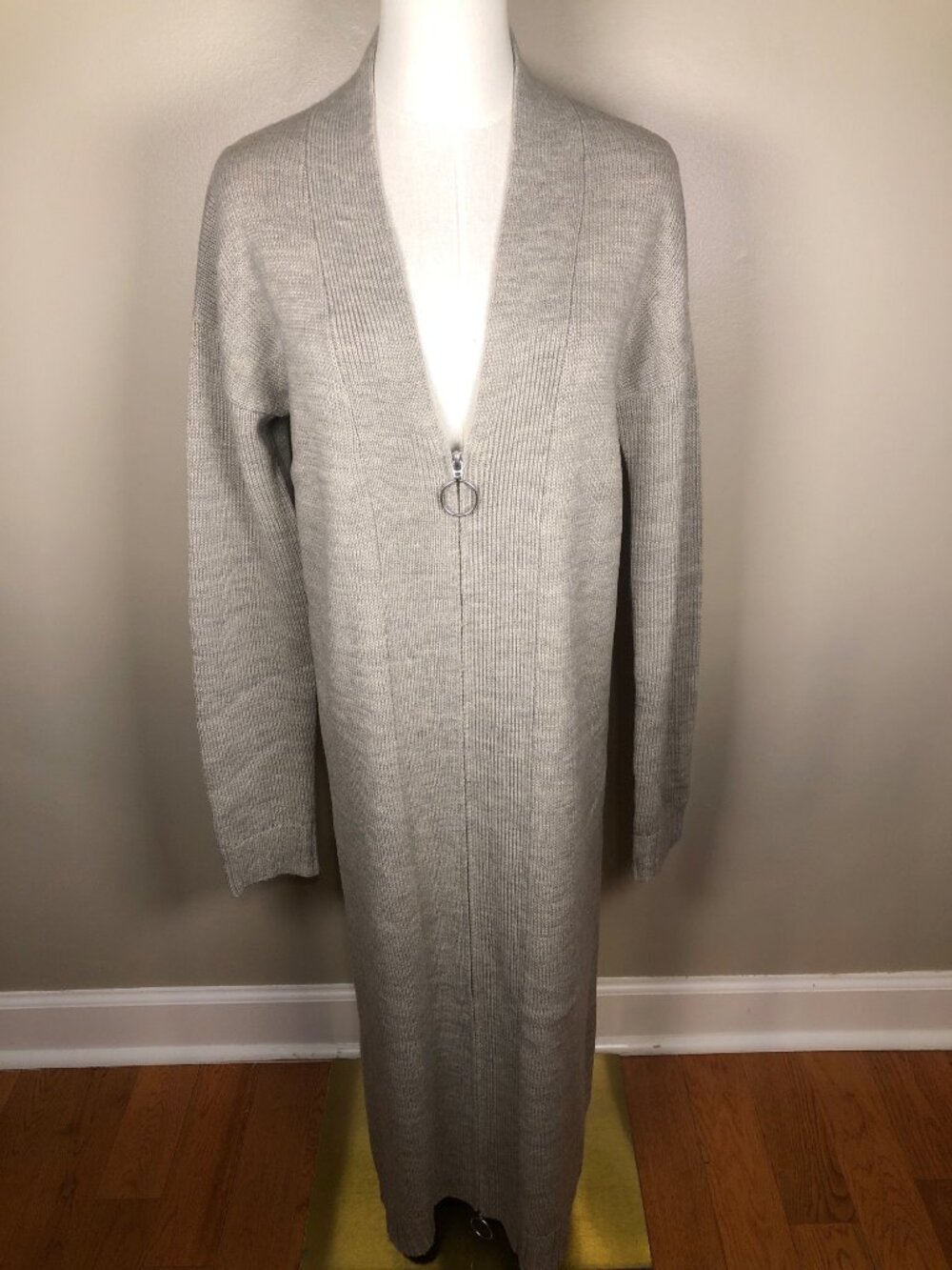 True Religion Wool Blend Longline Duster Cardigan Gray Sz M Cozy Chic Cabincore